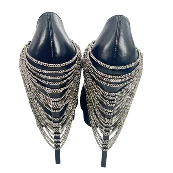 Saint Laurent Janis Chain-Heel Pointed Pump Black 105 Sz 39 - Picture 6 of 8